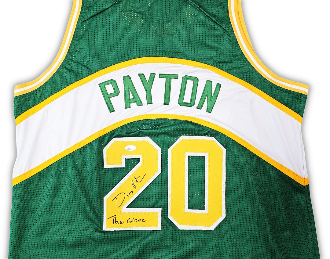 Seattle Supersonics Gary Payton Autographed Signed Green Jersey "The Glove" JSA