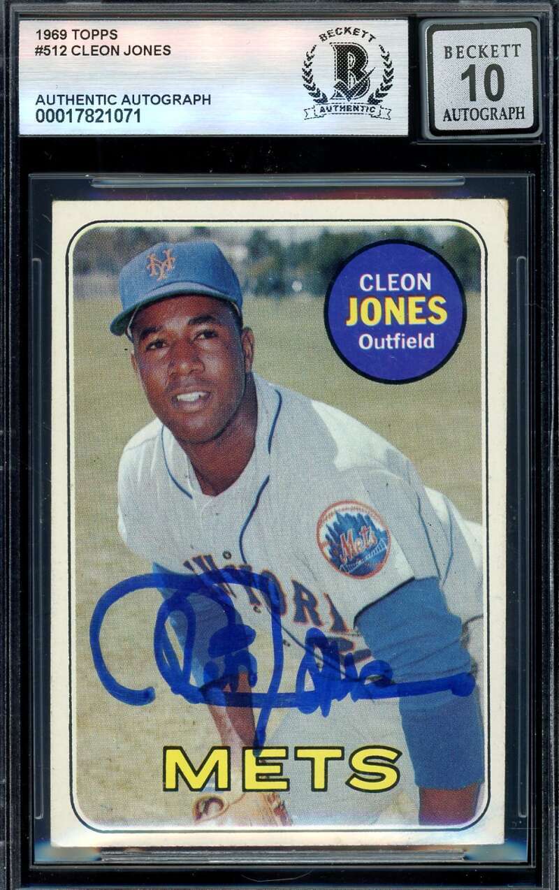 Cleon Jones Gem Mint 10 Beckett BAS Signed 1969 Topps Mets Autograph