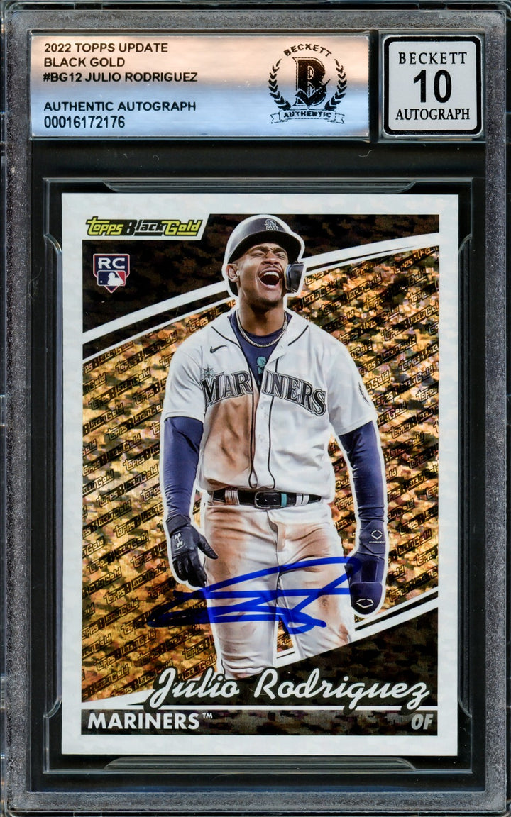 Julio Rodriguez Signed 2022 Topps Update Black Gold RC #BG12 Mariners Auto 10