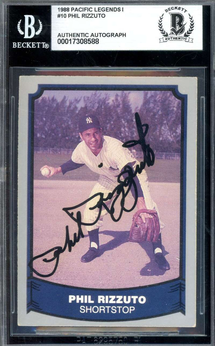 Phil Rizzuto Beckett BAS Signed 1988 Pacific Legends Autograph