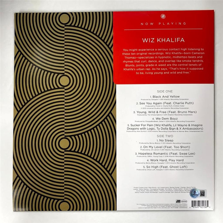 Wiz Khalifa Now Playing signed vinyl record album cover LP autograph Beckett BAS