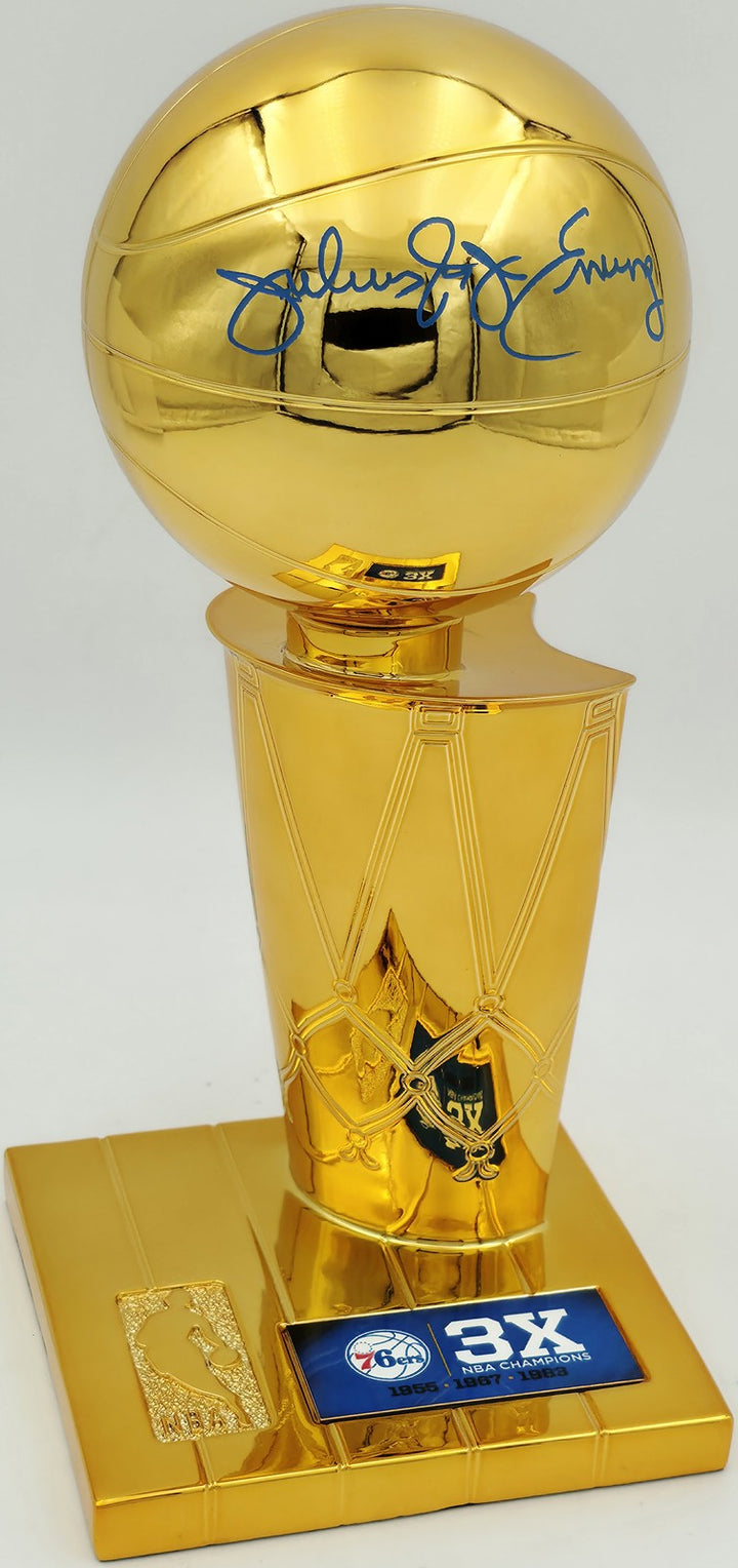 Julius "Dr. J" Erving Auto 76ers NBA Champions Mini Trophy Fanatics Beckett Wit