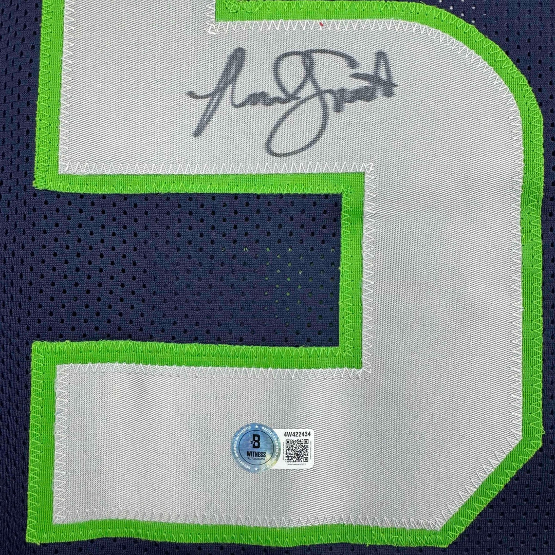 Autographed/Signed Malcolm Smith Seattle Blue Jersey Beckett BAS COA