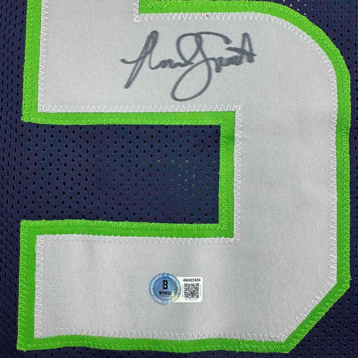 Autographed/Signed Malcolm Smith Seattle Blue Jersey Beckett BAS COA