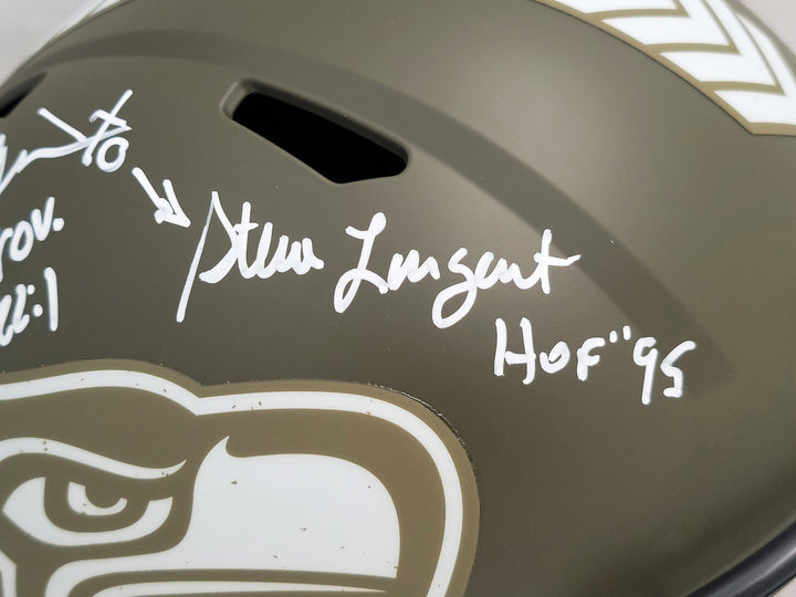 Steve Largent Jim Zorn Auto Seahawks Camo Salute To Service FS Helmet Go Hawks