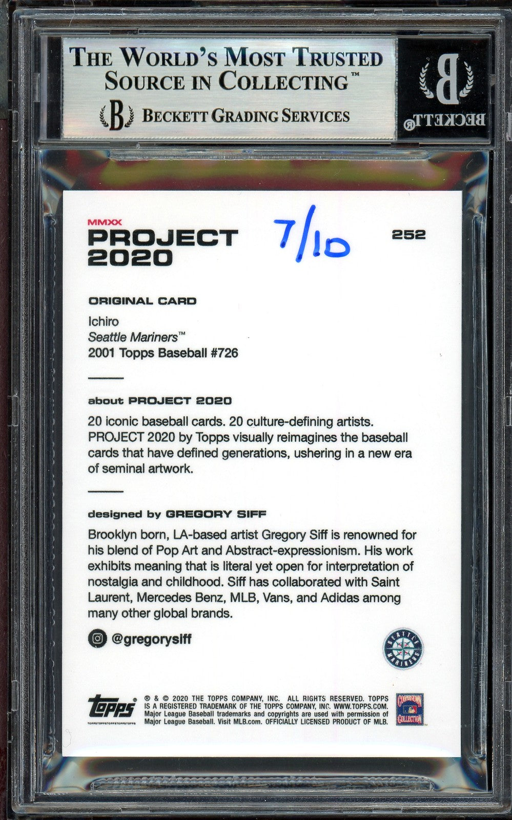 Ichiro Suzuki Auto Topps Project 2020 Gregory Siff Card 252 Mariners /10 BAS