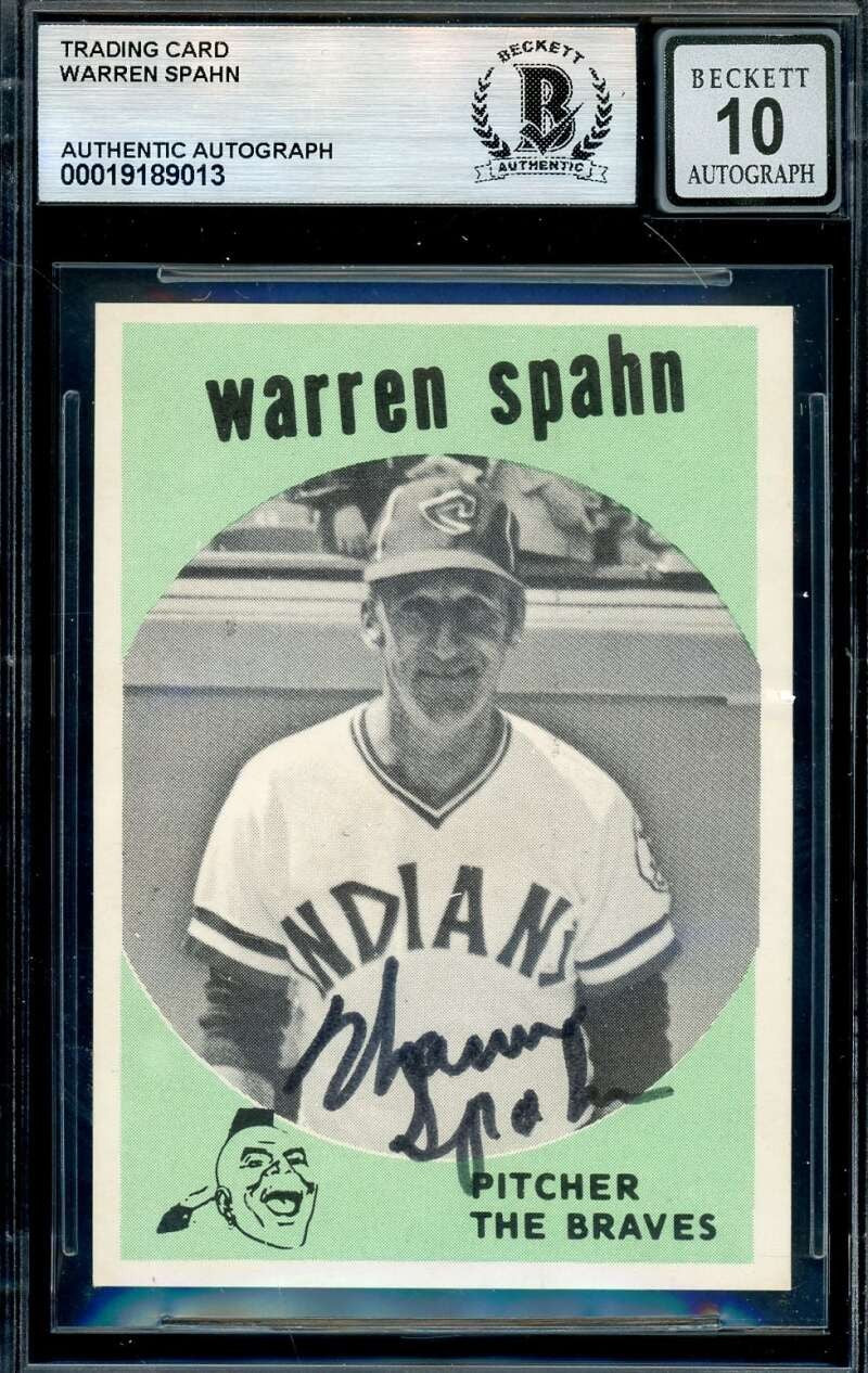 Warren Spahn Gem Mint 10 Beckett BAS Signed Trading Card Autograph