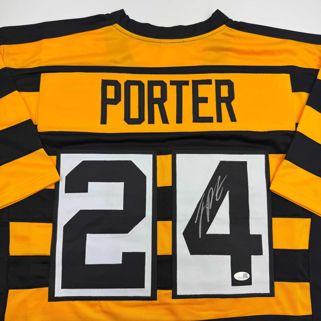 Autographed/Signed Joey Porter Jr. Pittsburgh Bumble Bee Jersey JSA COA