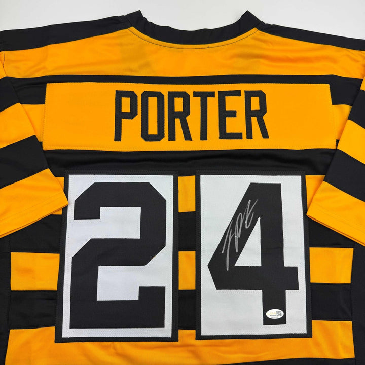 Autographed/Signed Joey Porter Jr. Pittsburgh Bumble Bee Jersey JSA COA