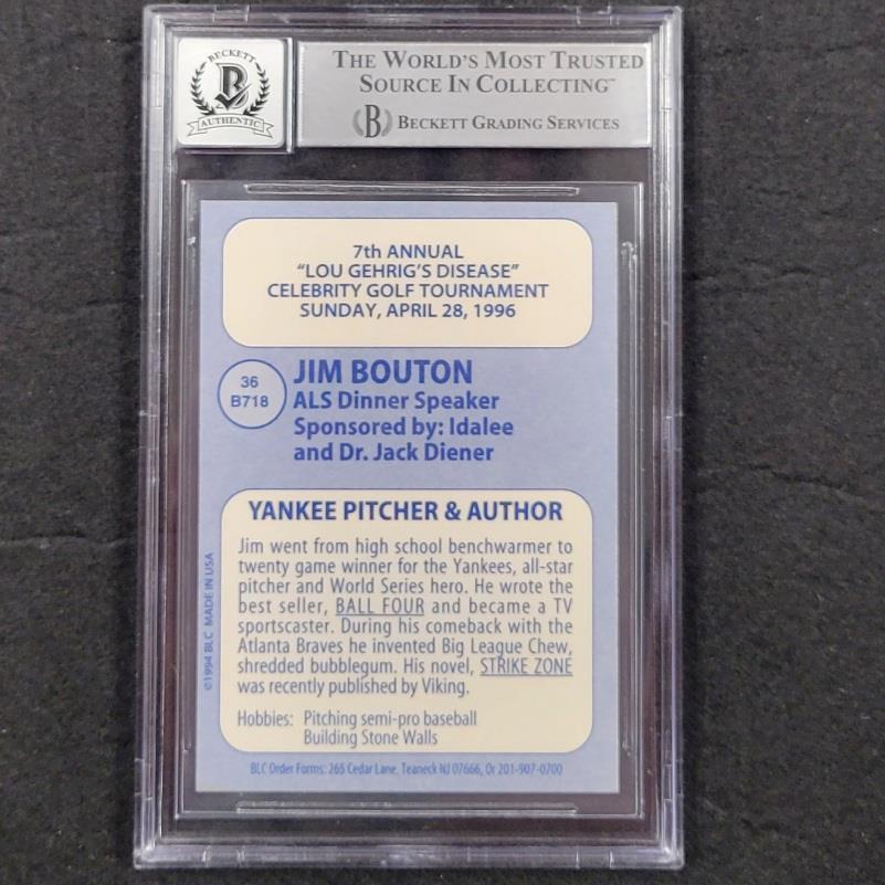 Jim Bouton signed 1996 Big League ALS New York Yankees card slab autograph BAS