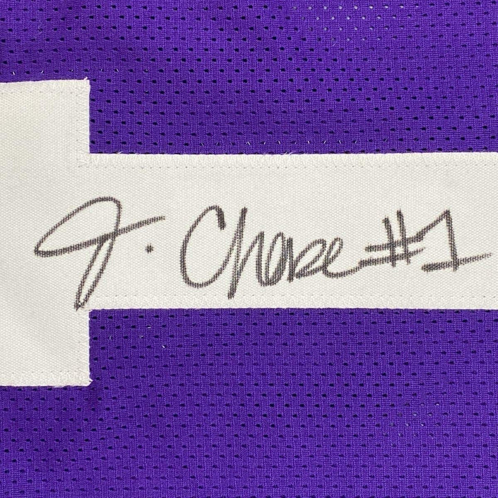 Framed Autographed/Signed Ja'Marr Chase 35x39 LSU Purple Jersey Beckett BAS COA