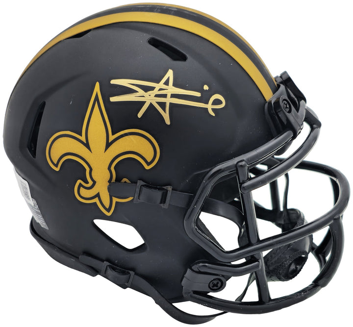 Alvin Kamara Signed Saints Eclipse Black Speed Mini Helmet Beckett Wit