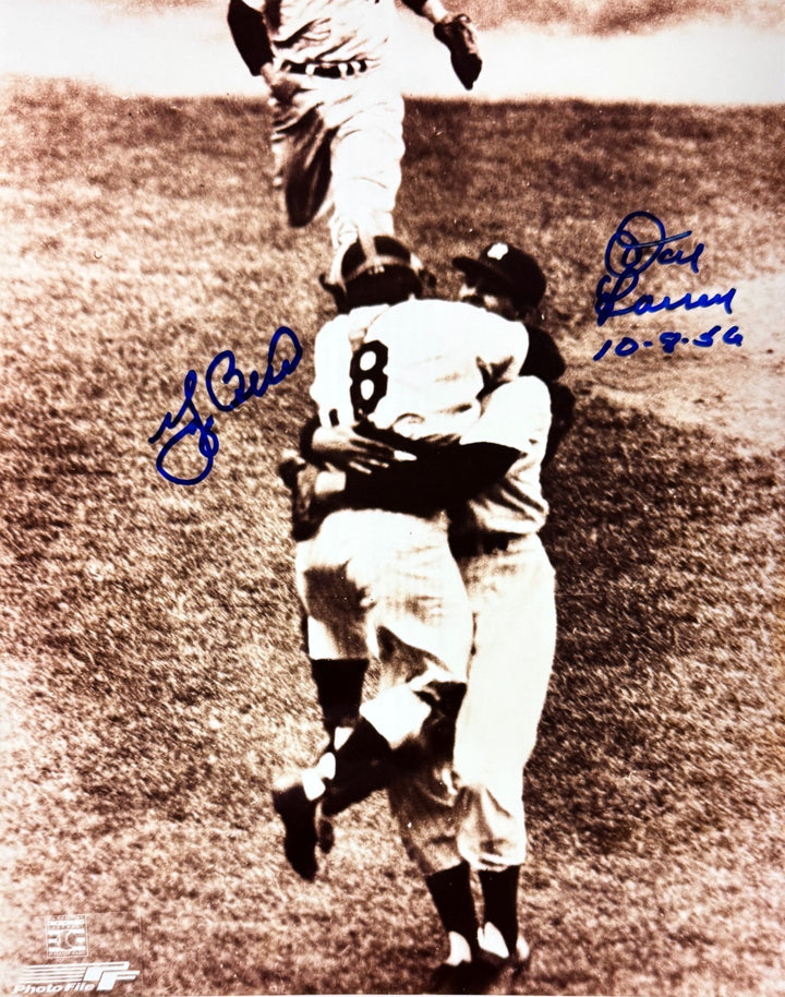 Don Larsen & Yogi Berra dual signed Yankees Perfect Game 8x10 Photo 10-8-56- COA