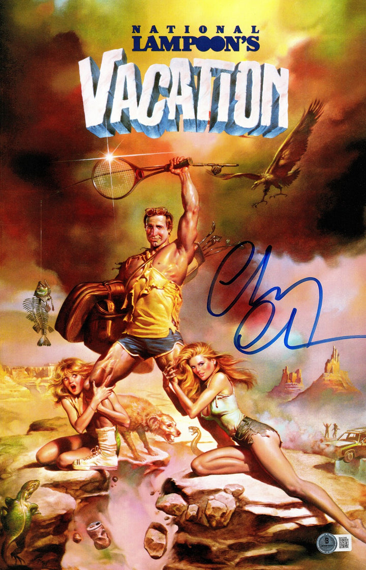 Chevy Chase Auto Signed Vacation 11x17 Movie Poster Clark Griswold Beckett