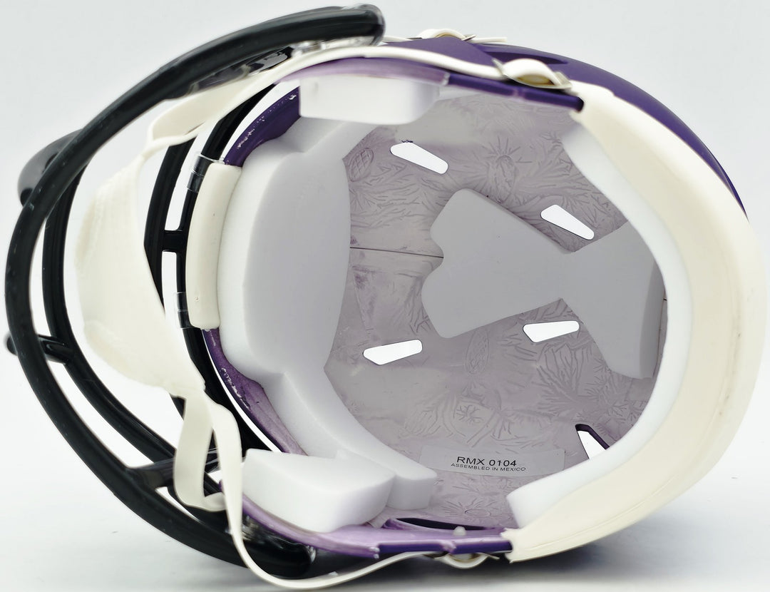 Jordan Addison Signed Vikings Purple Speed Mini Helmet (In White) Beckett