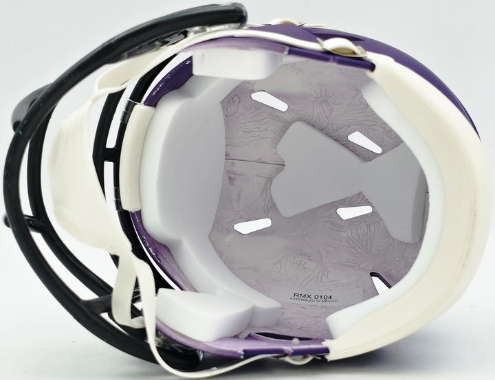 Jordan Addison Signed Vikings Purple Speed Mini Helmet (In White) Beckett