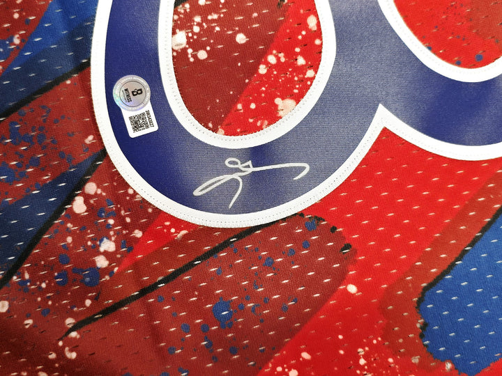 76ers Allen Iverson Auto Red Mitchell Ness 96-97 Swingman Hyper Jersey L Beckett