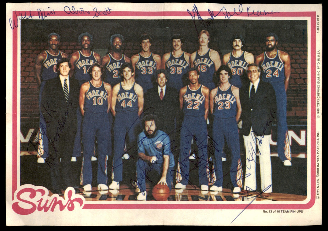 Suns Team Auto 1980-81 Topps Team Pinups Card 9 Sigs Walter Davis Truck Robinson