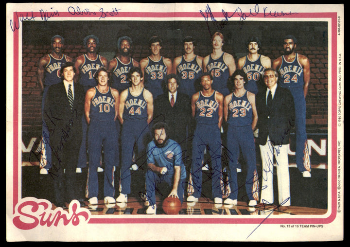 Suns Team Auto 1980-81 Topps Team Pinups Card 9 Sigs Walter Davis Truck Robinson