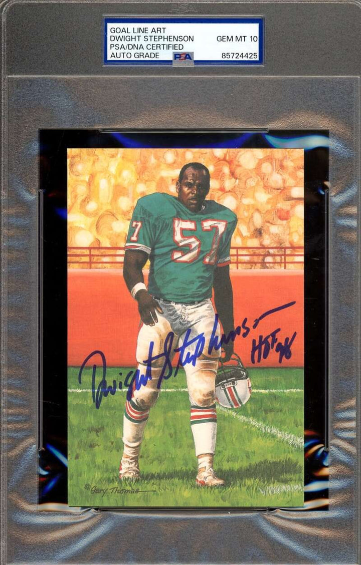 Dwight Stephenson Gem Mint 10 PSA DNA Signed Goal Line Art Card GLAC Auto HOF 98