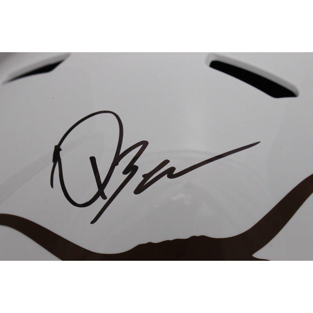 Quinn Ewers Autographed Texas Longhorns F/S Speed Helmet Beckett 47624
