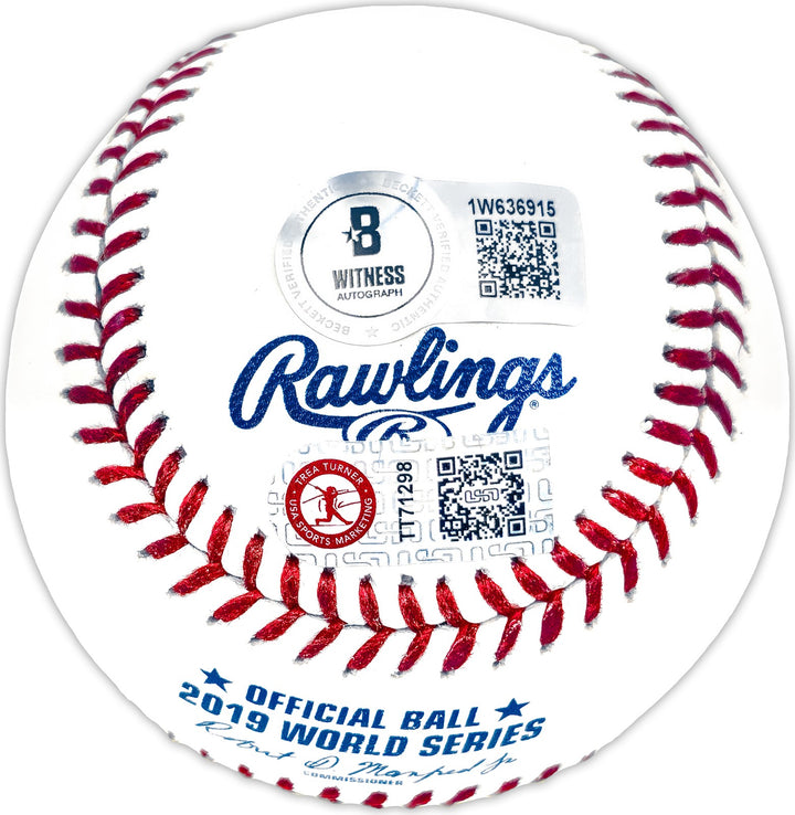 Trea Turner Signed Official 2019 WS Logo MLB Baseball Nationals Beckett Witness