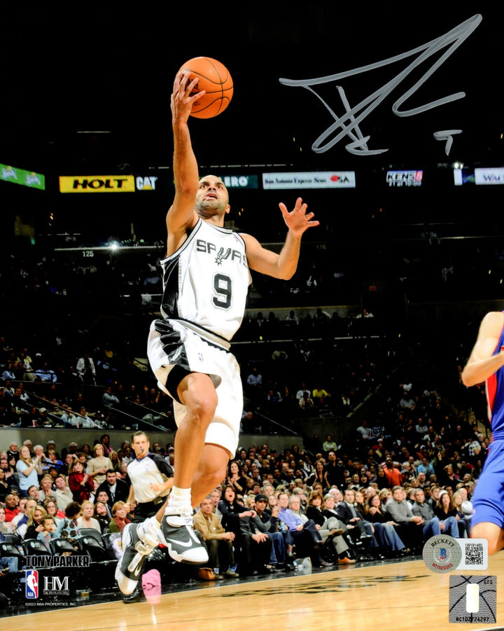 Tony Parker Signed 8x10 Photo San Antonio Spurs Beckett BAS Witness