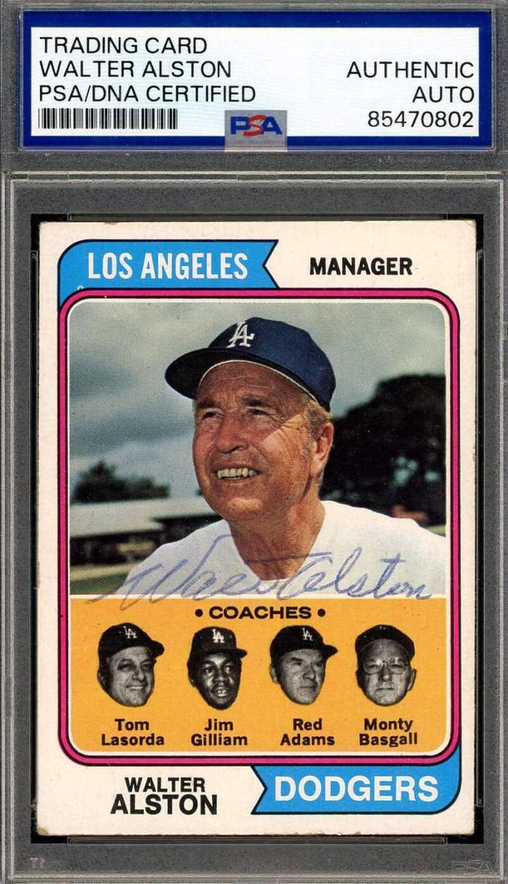 Walter Alston PSA DNA Vintage Signed 1974 Topps Autograph