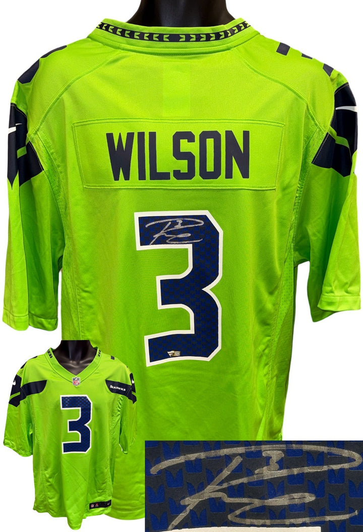 Russell Wilson signed Seattle Seahawks Nike Neon Green Authentic Jersey-Fanatics