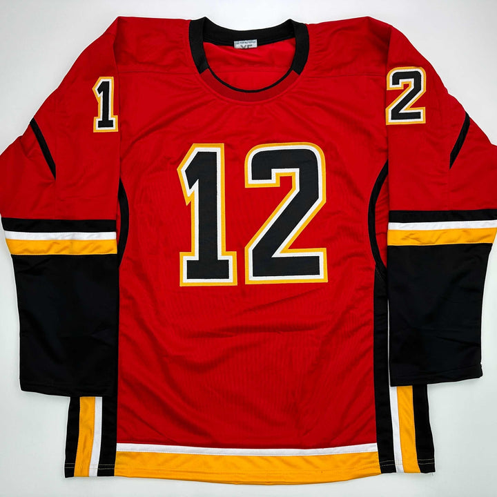 Facsimile Autographed Jarome Iginla Calgary Red Reprint Jersey Size Men's XL