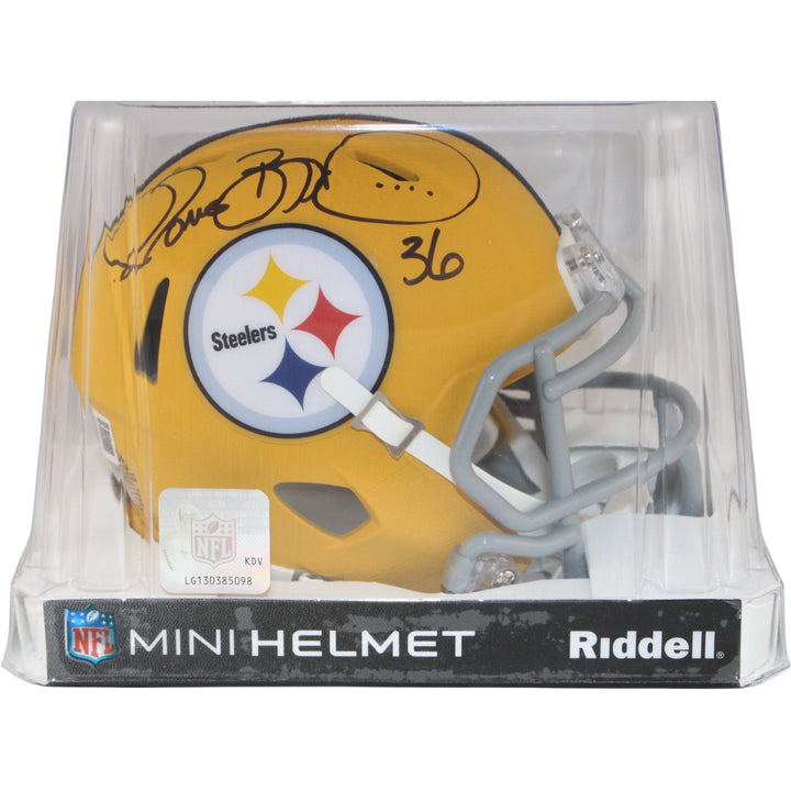 Jerome Bettis Autographed Pittsburgh Steelers 25 Alt Mini Helmet Beckett 54084