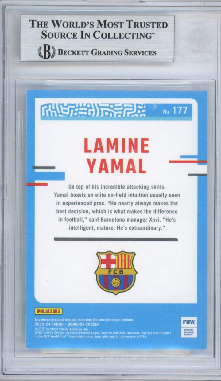 Graded 2023-24 Donruss Lamine Yamal #177 Rated Rookie Card Beckett BGS Auto Auth