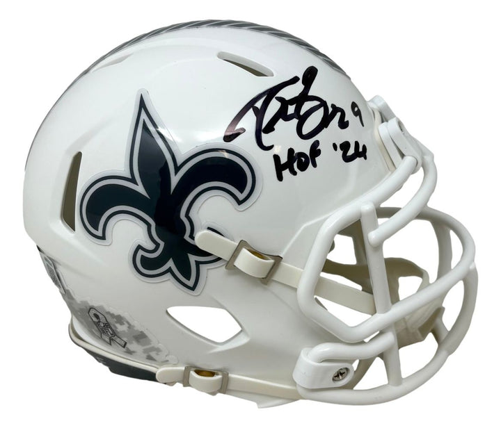 Drew Brees Signed Saints Salute To Service Mini Speed Helmet HOF 26 BAS