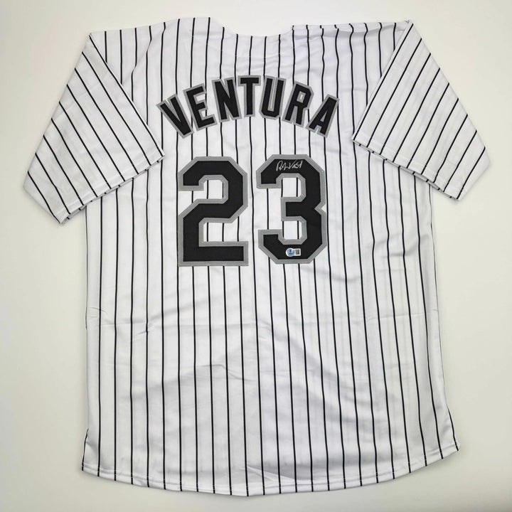 Autographed/Signed Robin Ventura Chicago Pinstripe Jersey Beckett COA