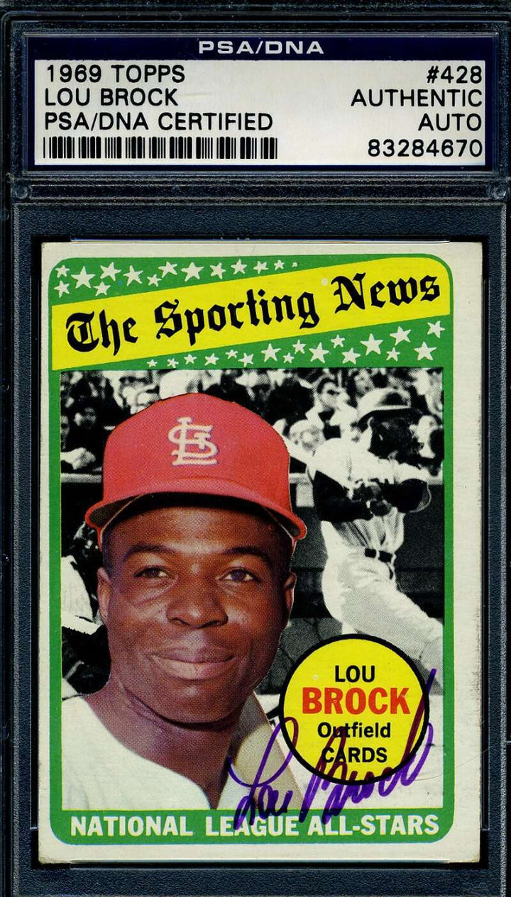 Lou Brock PSA DNA Signed 1969 Topps Sporting News Autograph
