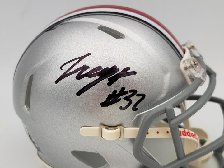 TreVeyon Henderson Signed Ohio State Buckeyes Silver Speed Mini Helmet Beckett