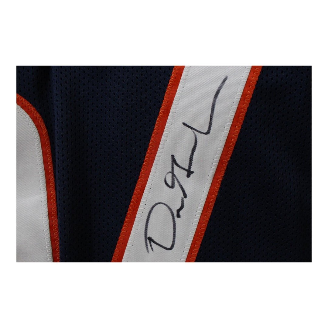 Dre Greenlaw Autographed/Signed Pro Style Blue XL Jersey Beckett 50980