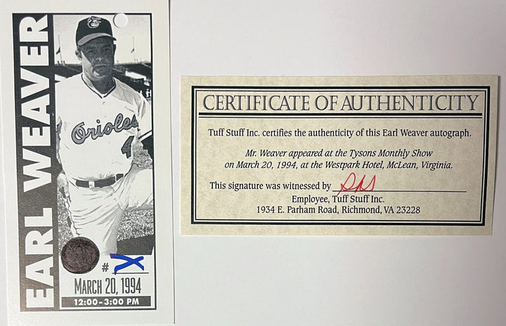 Earl Weaver signed Baltimore Orioles MLB 8x10 Photo imperfect Framed- COA (HOF)
