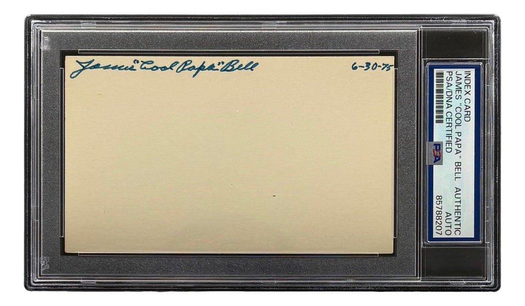 Cool Papa Bell Signed Index Card Pittsburgh Crawfords 6-30-75 PSA/DNA