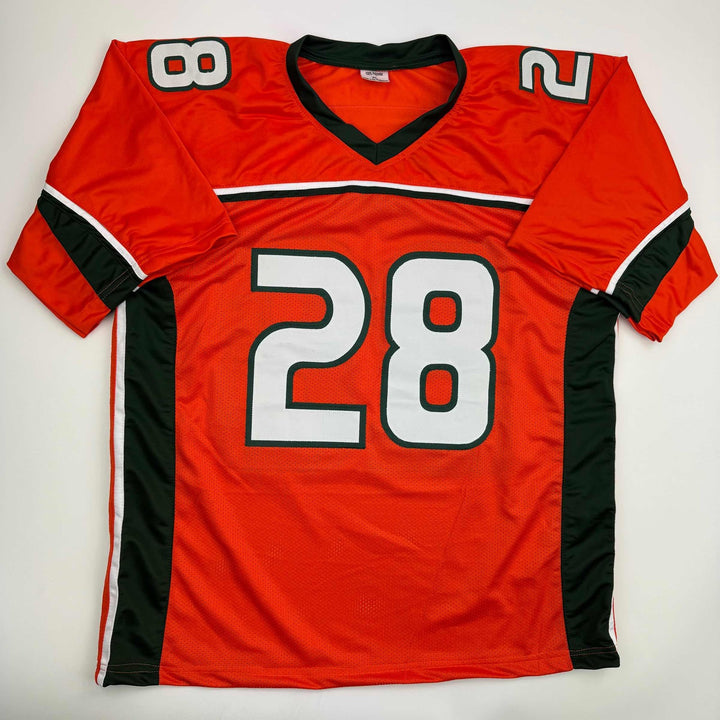 Autographed/Signed Clinton Portis Miami Orange College Jersey Beckett BAS COA