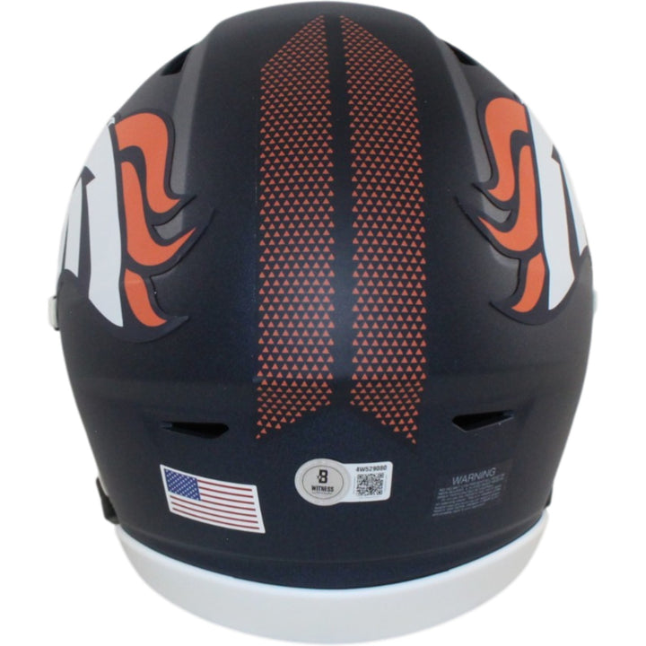John Elway Autographed Denver Broncos Mid-Size Midi Helmet Beckett Witness 55226