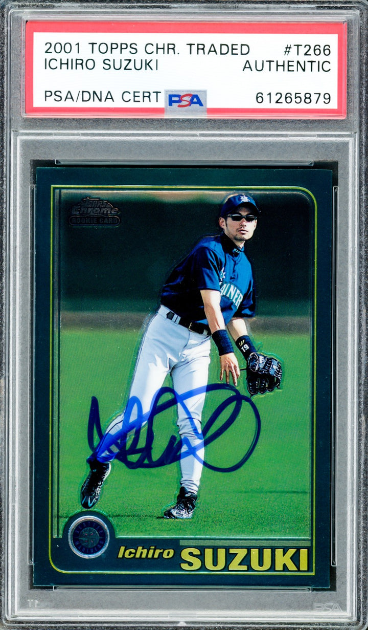 Ichiro Suzuki Signed 2001 Topps Chrome Traded RC T266 Mariners PSA/DNA #61265879