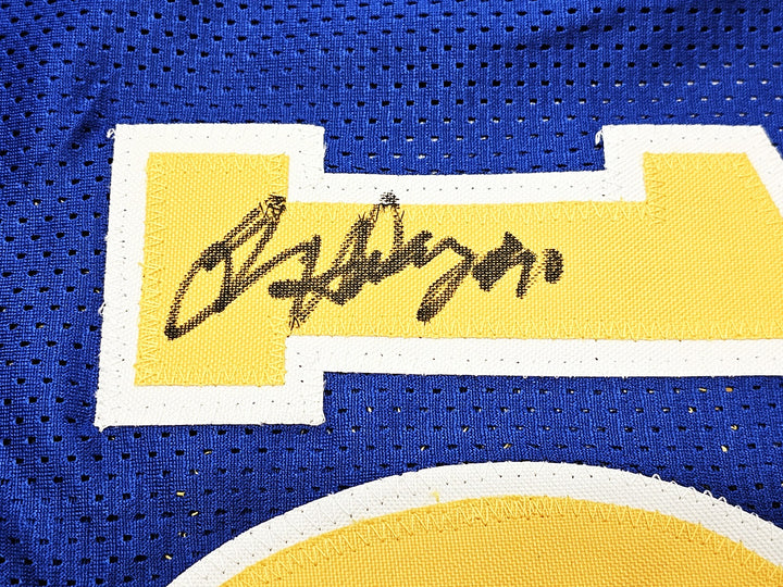 Warriors Chris Mullin, Tim Hardaway & Richmond Auto Blue Jersey Run TMC Beckett
