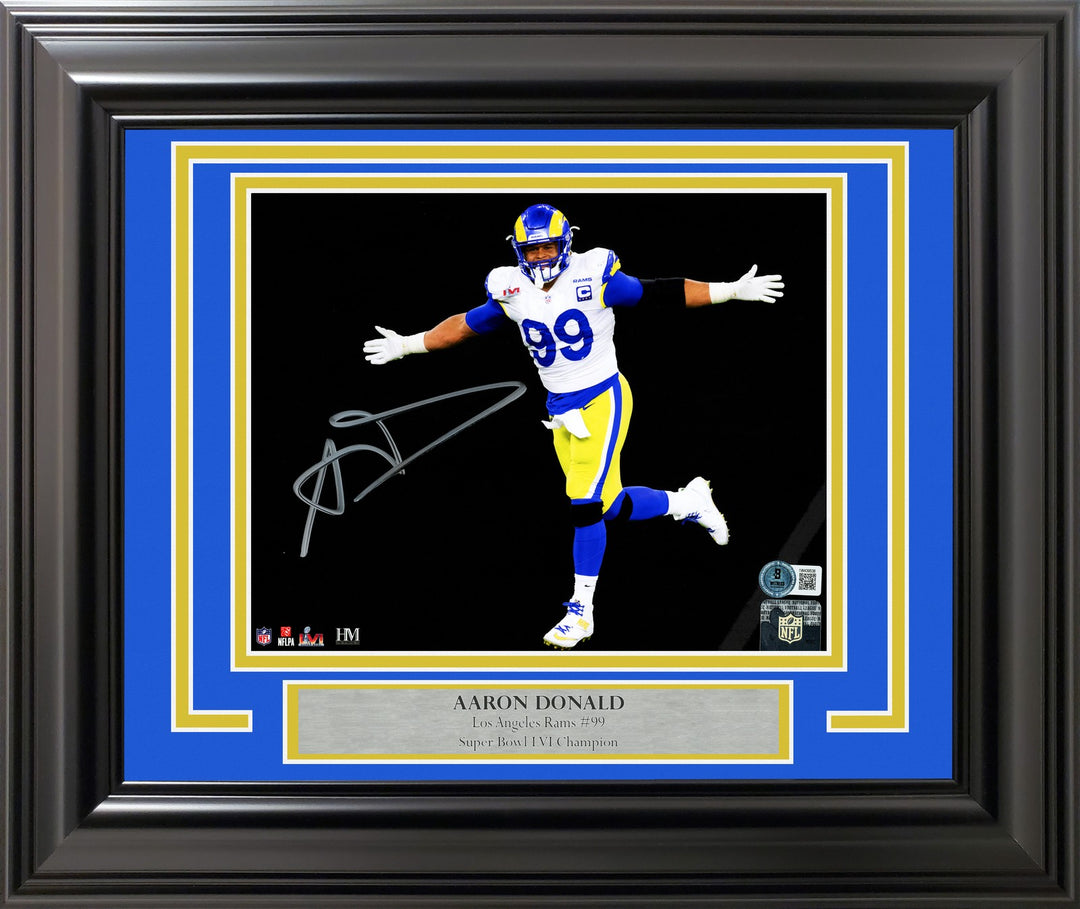 Aaron Donald Signed Framed 8x10 Photo Los Angeles Rams Spotlight Beckett Wit
