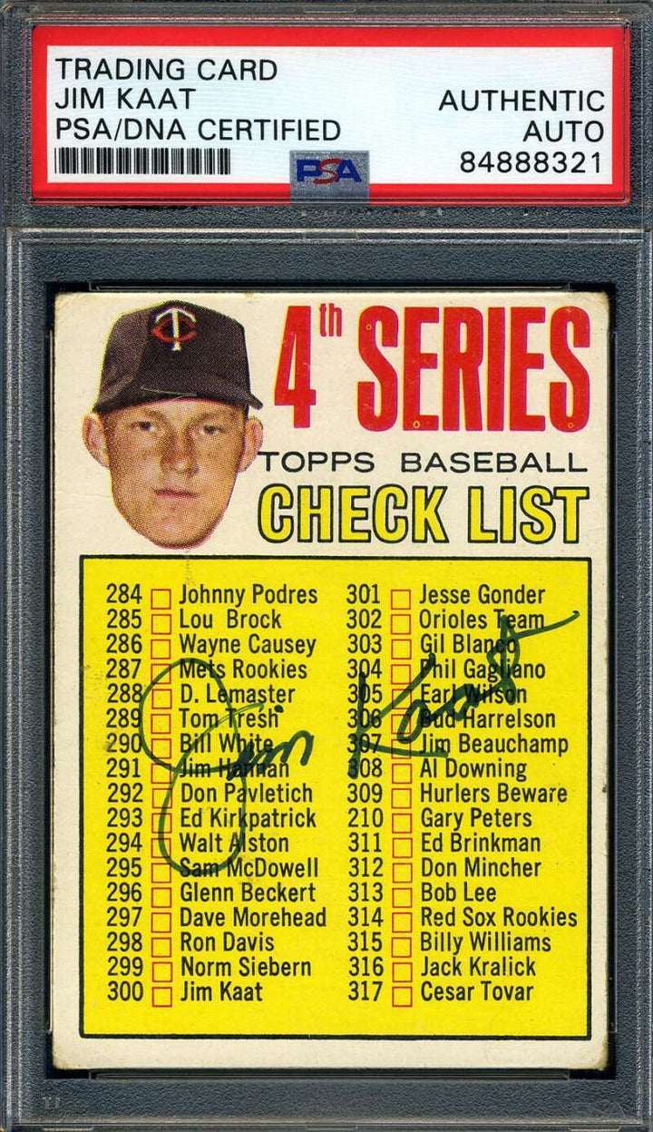 Jim Kaat PSA DNA Signed 1967 Topps Checklist Autograph