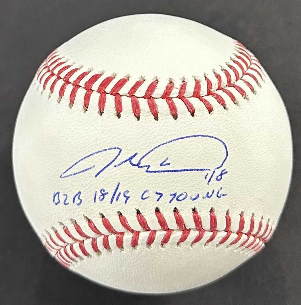 Jacob deGrom Signed Official MLB Baseball B2b 18 19 Cy Young Auto /48 Fanatics