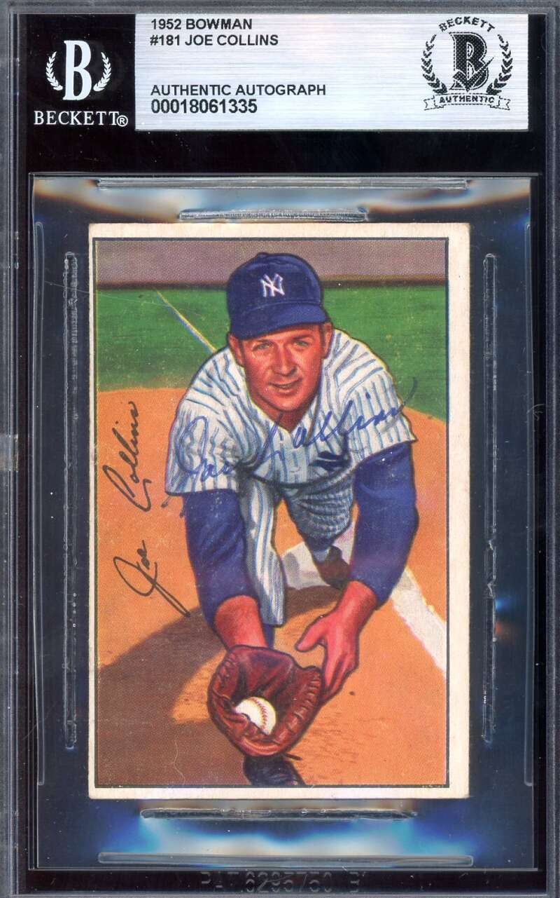 Joe Collins Beckett BAS Signed 1952 Bowman Rookie Autograph