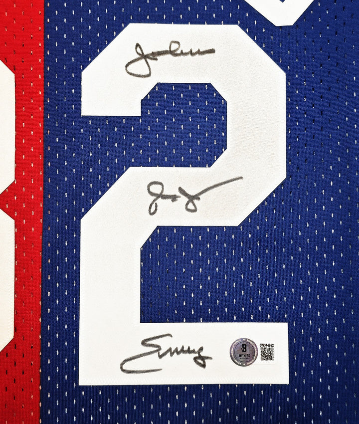 Nets Julius Dr J Erving Auto Red Blue Mitchell Ness 73-74 Swingman Jersey L BAS