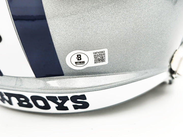 Dez Bryant Signed Cowboys Silver Full Size Speed Replica Helmet Beckett Witness