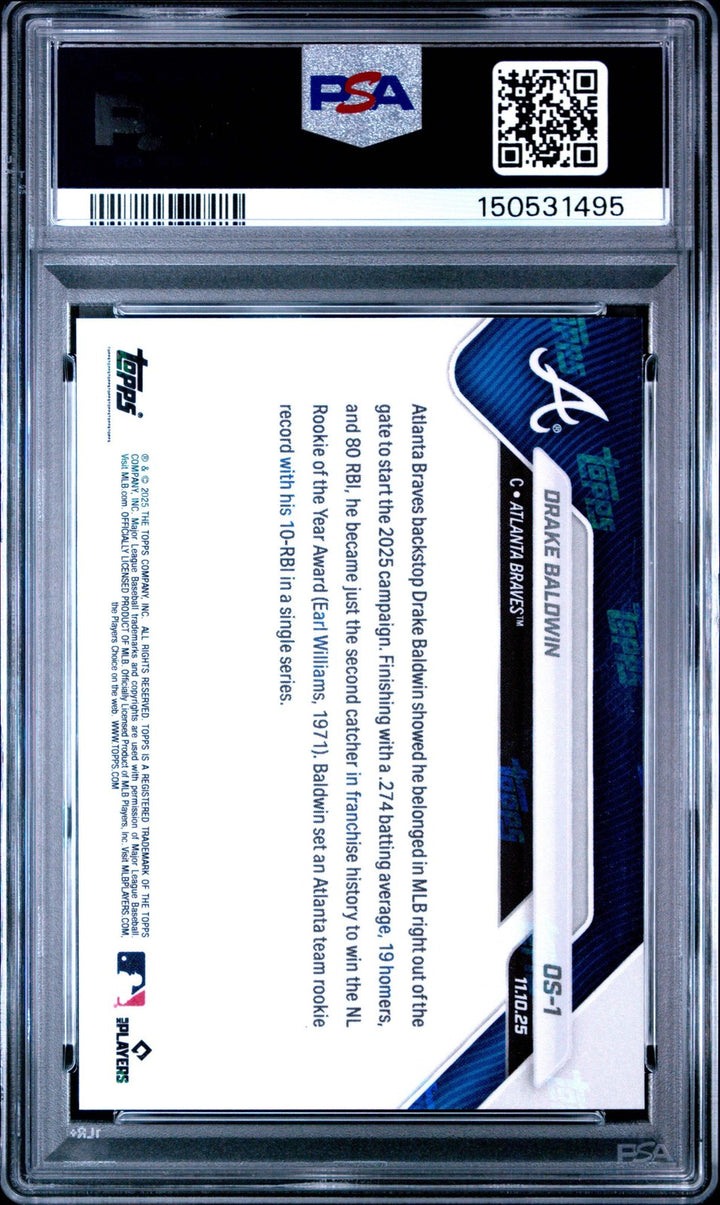 Graded 2025 Topps Now Drake Baldwin #OS-1 Offseason Rookie Baseball Card PSA 10